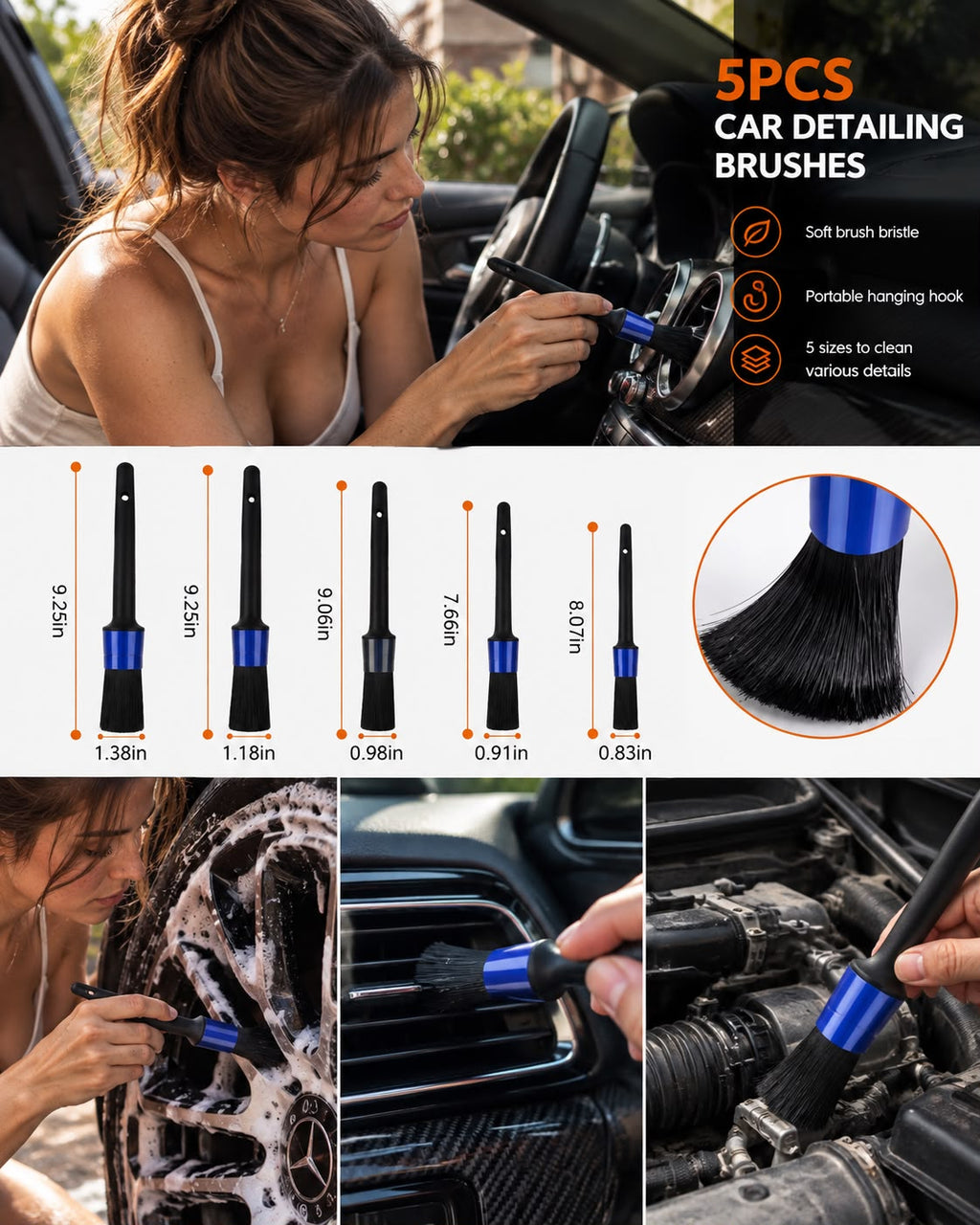 CLEVORA 26-Piece Car Detailing Brush Kit