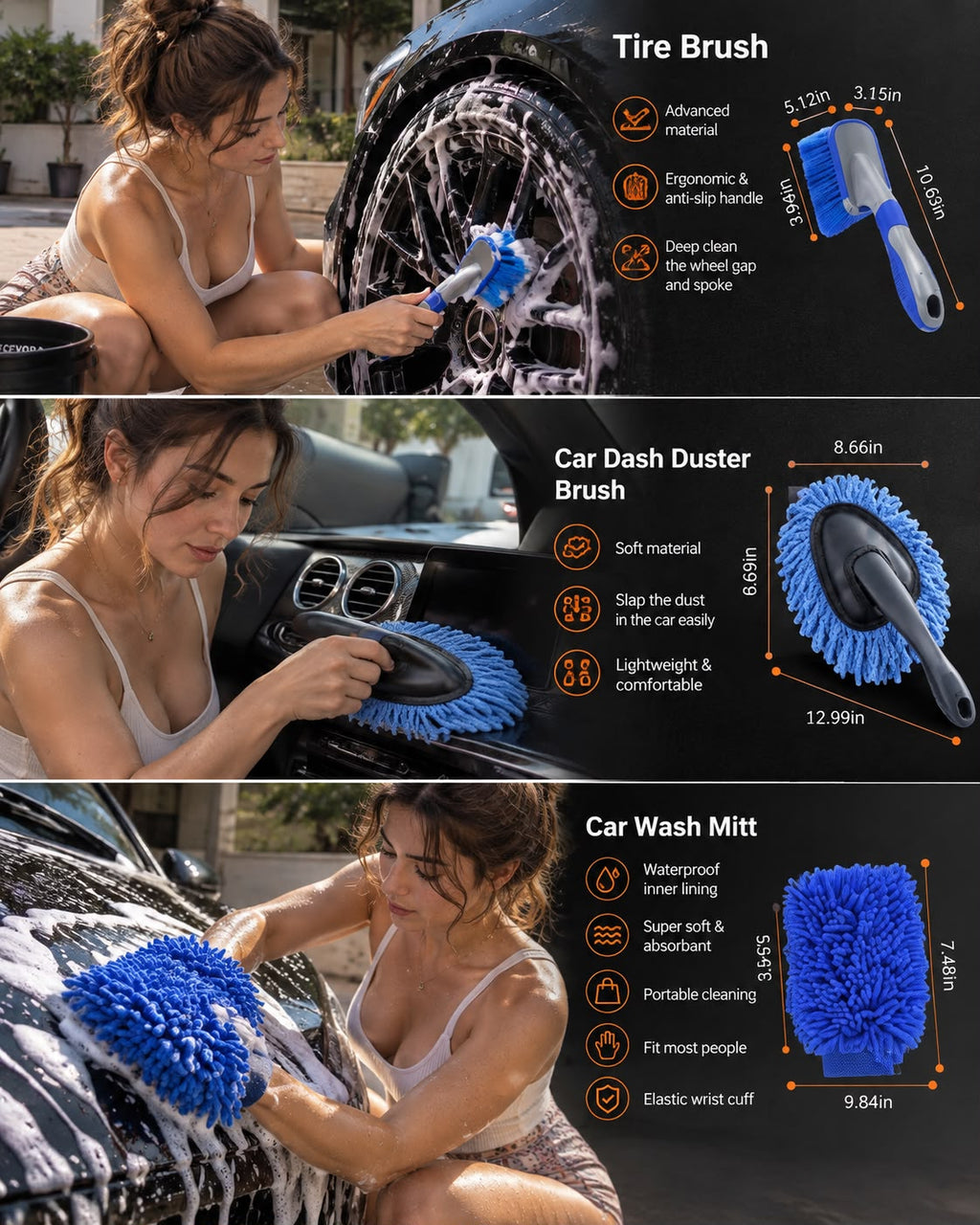 CLEVORA 26-Piece Car Detailing Brush Kit