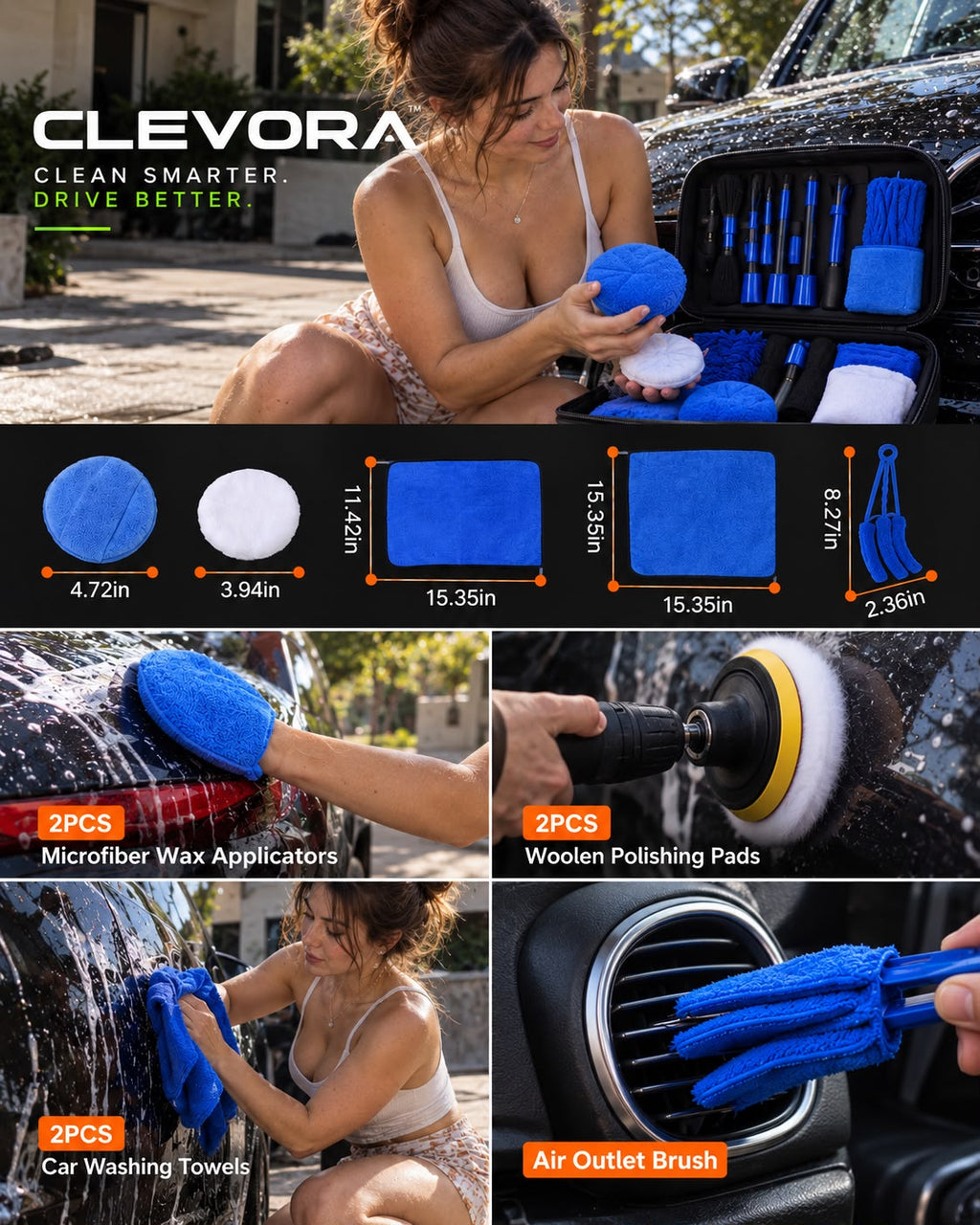 CLEVORA 26-Piece Car Detailing Brush Kit
