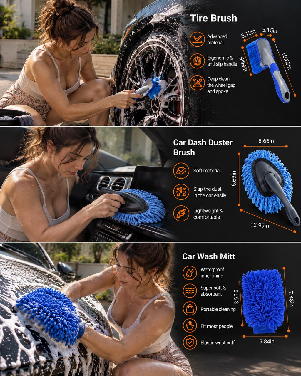 CLEVORA 26-Piece Car Detailing Brush Kit