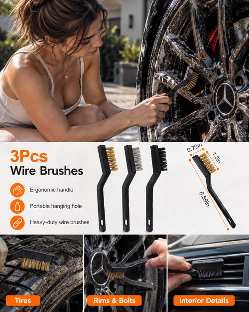 CLEVORA 26-Piece Car Detailing Brush Kit